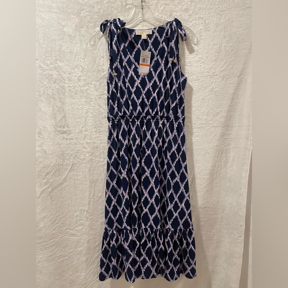 MICHAEL KORS Women's Printed Tie Shoulder Ruffled  A- Line Dress TEDO P/S (1.15)